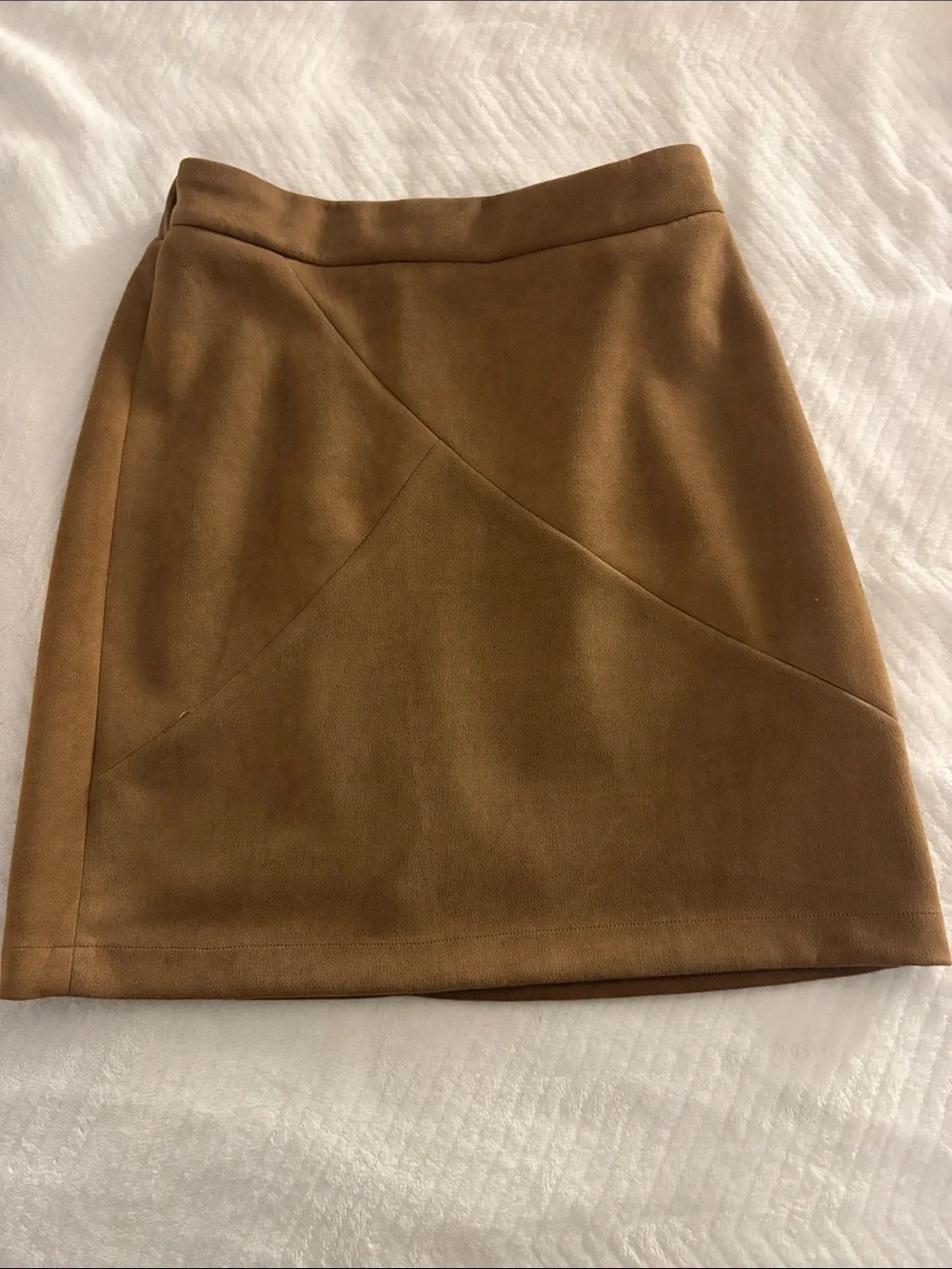 Simple Brown Suede-Look Mini Skirt